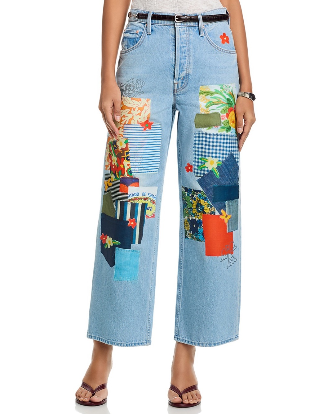 MOTHER High Rise Spinner Mother Flood Wide Leg Jeans in Mumble Jumble